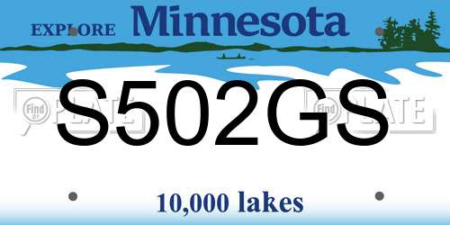 S502GS Minnesota License Plate