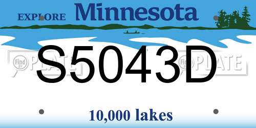 S5043D Minnesota License Plate