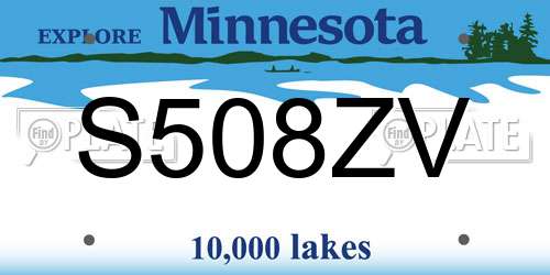 S508ZV Minnesota License Plate