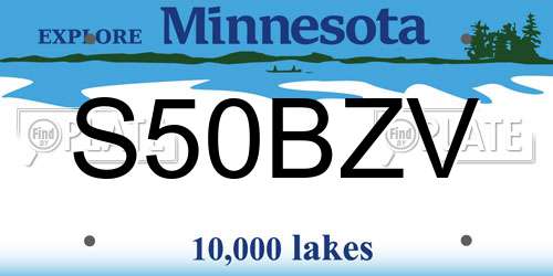 S50BZV Minnesota License Plate