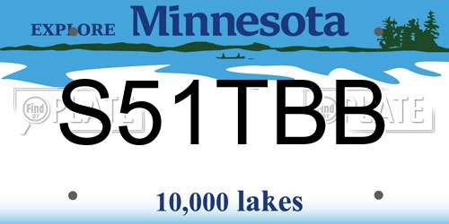 S51TBB Minnesota License Plate