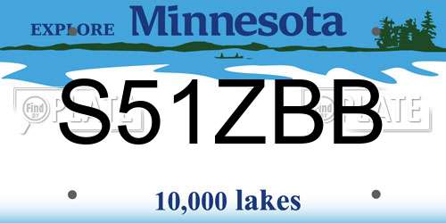 S51ZBB Minnesota License Plate