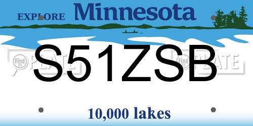 S51ZSB Minnesota License Plate