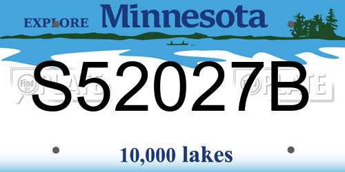 S52027B Minnesota License Plate
