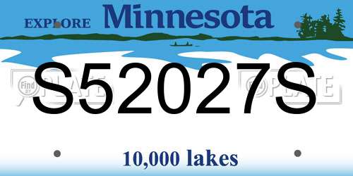 S52027S Minnesota License Plate