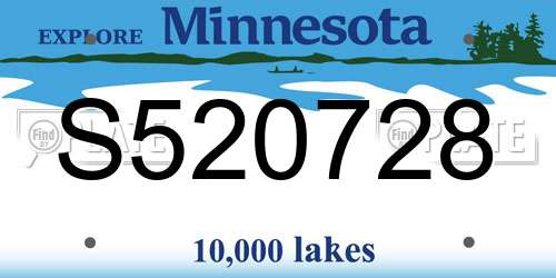 S520728 Minnesota License Plate