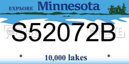 S52072B Minnesota License Plate
