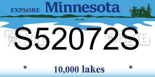 S52072S Minnesota License Plate