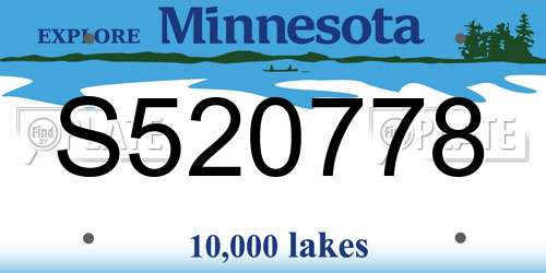 S520778 Minnesota License Plate