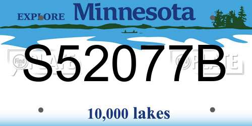 S52077B Minnesota License Plate