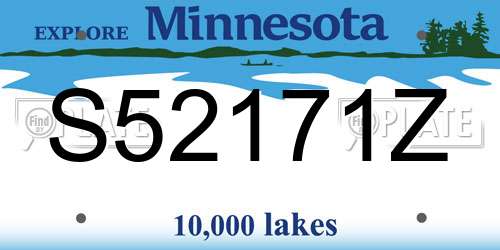 S52171Z Minnesota License Plate