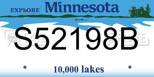 S52198B Minnesota License Plate