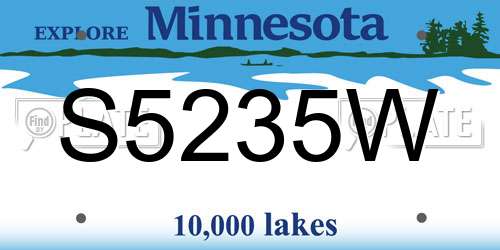 S5235W Minnesota License Plate
