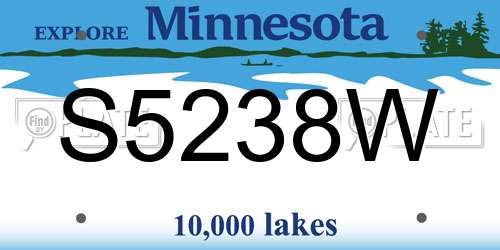 S5238W Minnesota License Plate
