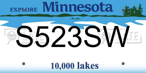 S523SW Minnesota License Plate
