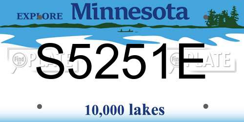 S5251E Minnesota License Plate