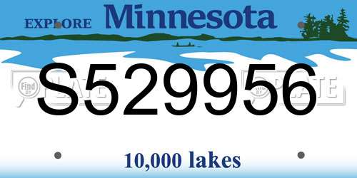 S529956 Minnesota License Plate