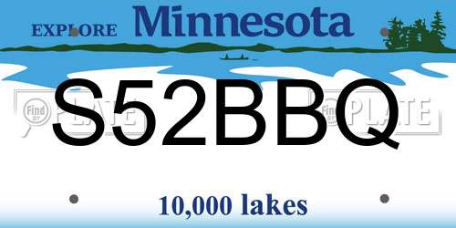 S52BBQ Minnesota License Plate