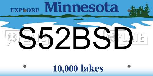 S52BSD Minnesota License Plate