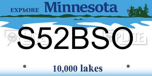 S52BSO Minnesota License Plate