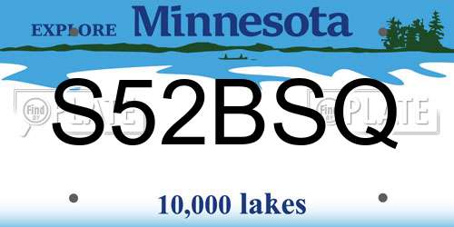 S52BSQ Minnesota License Plate