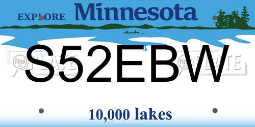 S52EBW Minnesota License Plate