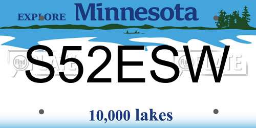 S52ESW Minnesota License Plate