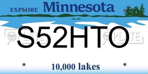 S52HTO Minnesota License Plate