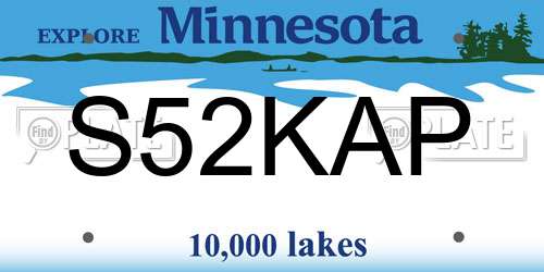 S52KAP Minnesota License Plate