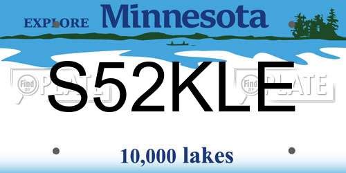 S52KLE Minnesota License Plate