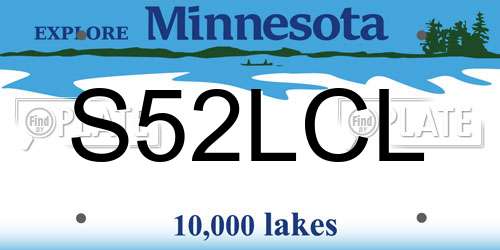 S52LCL Minnesota License Plate
