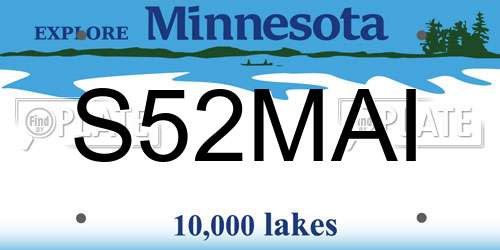 S52MAI Minnesota License Plate