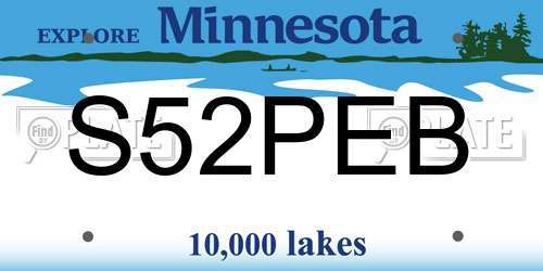 S52PEB Minnesota License Plate