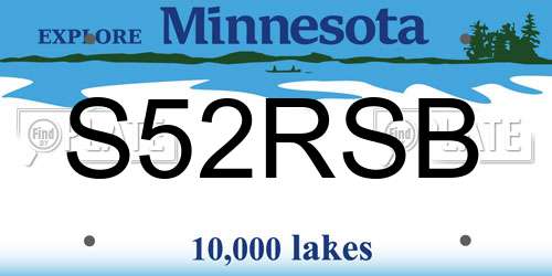 S52RSB Minnesota License Plate