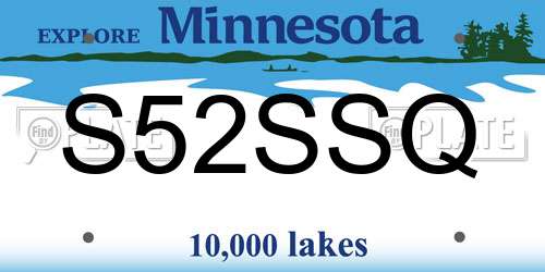 S52SSQ Minnesota License Plate