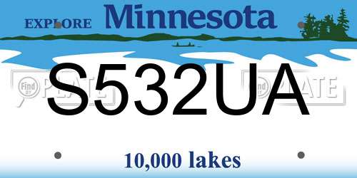 S532UA Minnesota License Plate