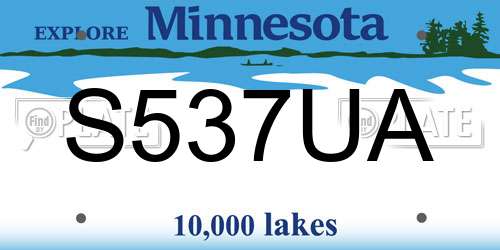 S537UA Minnesota License Plate