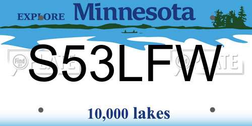 S53LFW Minnesota License Plate