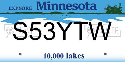 S53YTW Minnesota License Plate