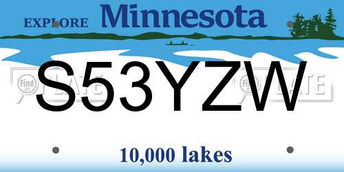 S53YZW Minnesota License Plate