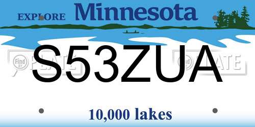 S53ZUA Minnesota License Plate