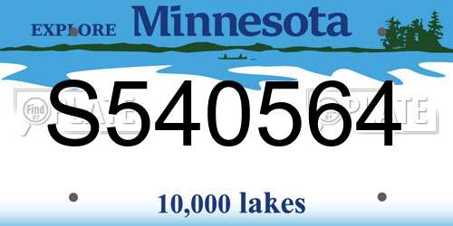 S540564 Minnesota License Plate