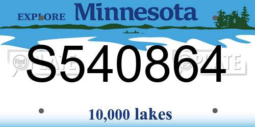 S540864 Minnesota License Plate