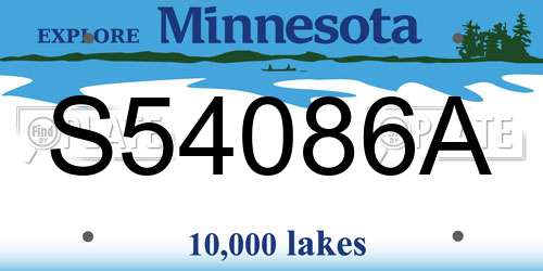 S54086A Minnesota License Plate