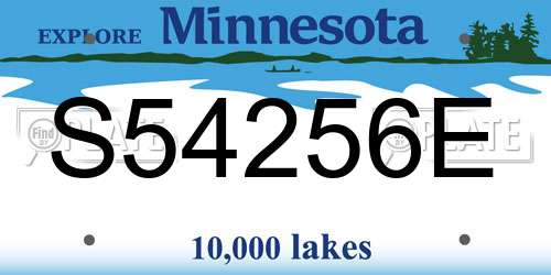 S54256E Minnesota License Plate