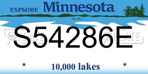 S54286E Minnesota License Plate