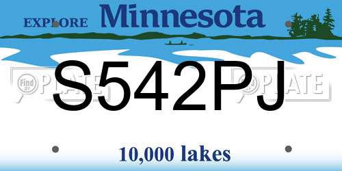 S542PJ Minnesota License Plate