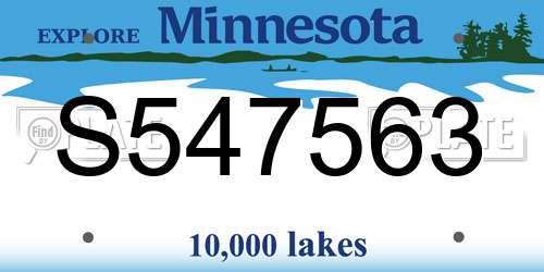 S547563 Minnesota License Plate