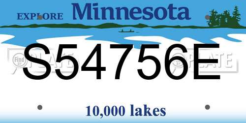 S54756E Minnesota License Plate