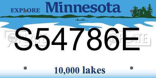 S54786E Minnesota License Plate